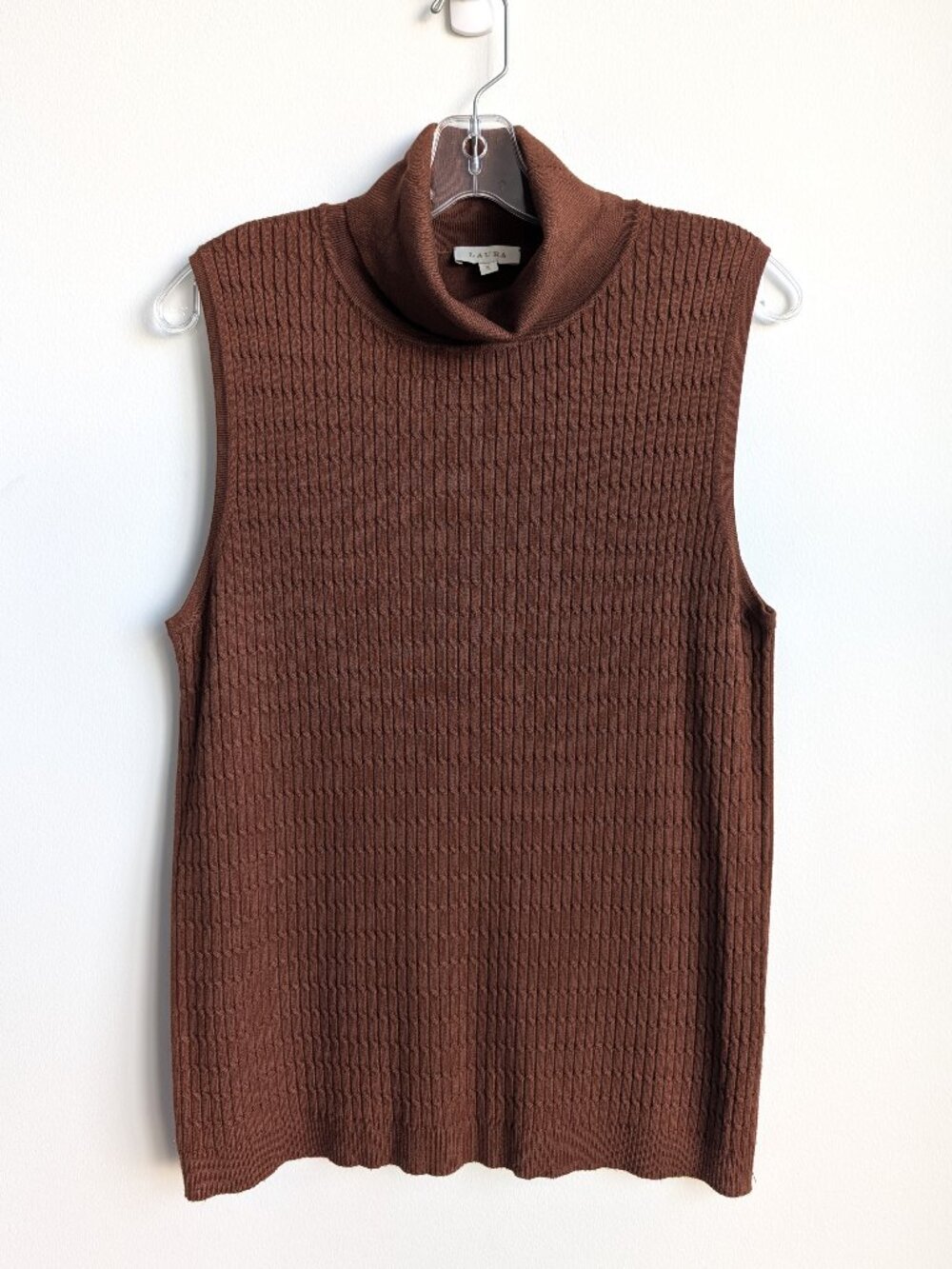 LAURA Sleeveless Cable Knit Turtleneck | Size XL